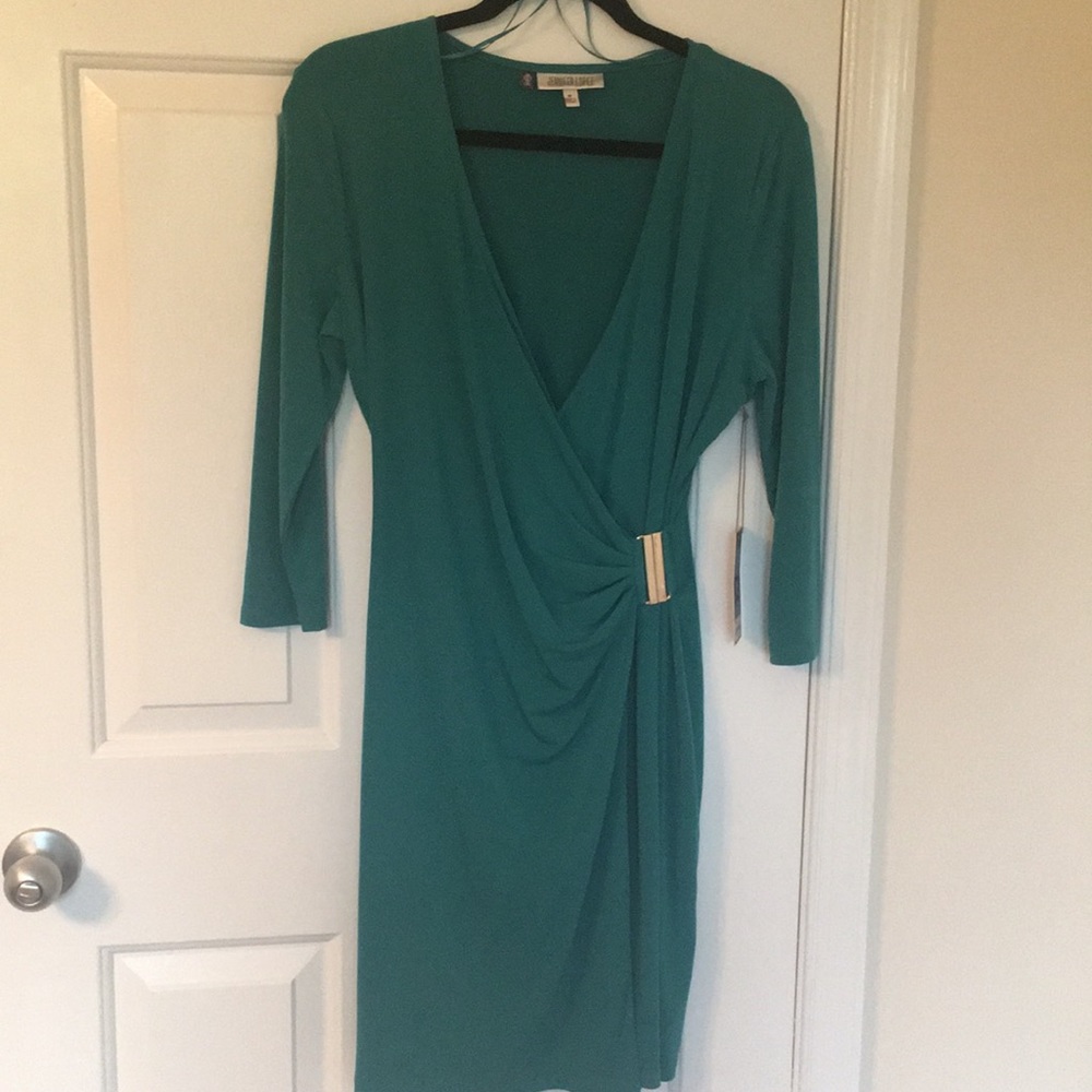 Green Wrap Dress with Good Accent. Tags still on